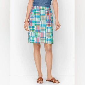 Talbot's Colorful Cotton Plaid Patchwork Women's A-line Skirt Size 2 NWT